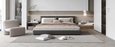 现代双人床3D模型下载